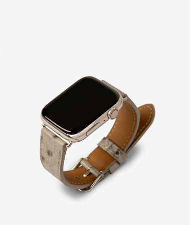 Apple Watch Armband Läder Ostrich Grå 