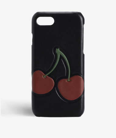 iPhone 7/8/SE Calf Cherry Black