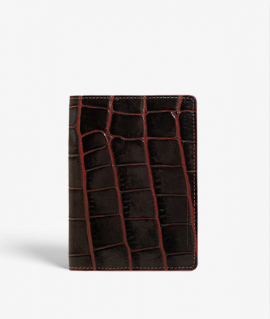 Passport Cover Crocodile Taupe/Pink  