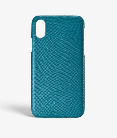iPhone Xs Max Leather Case Lizard Turquoise