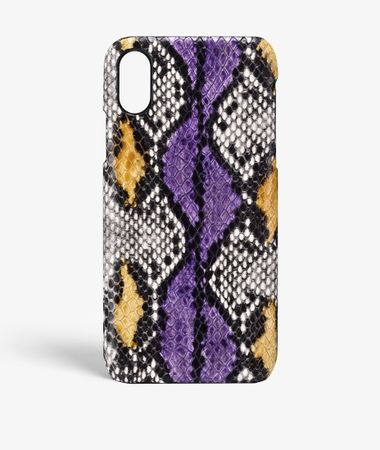 iPhone Xs Max Leather Case Snake Lila/Ocra