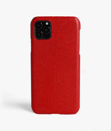 iPhone 11 Pro Max Mobilskal Läder Lizard Röd
