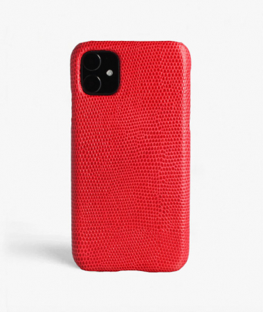 iPhone 11 Mobilskal Läder Lizard Röd