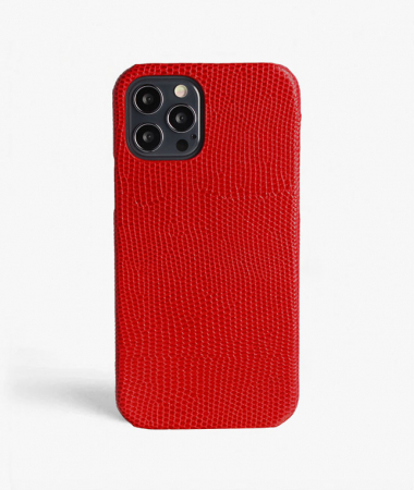  iPhone 12 Pro Max Mobilskal Läder Lizard Röd
