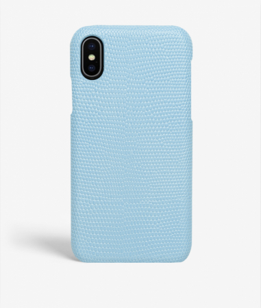 iPhone Xs Max Leather Case Lizard Baby Blue