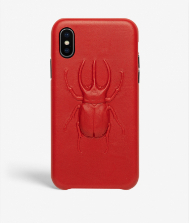 iPhone Xs Max Leather Case Beetle Red