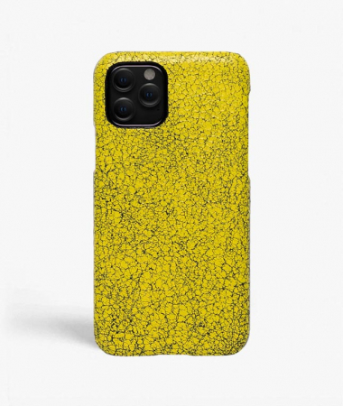iPhone 11 Pro Mobilskal Lder Cracked Yellow