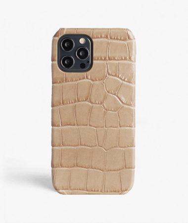 iPhone 12/12 Pro Mobilskal Läder Croco Sand