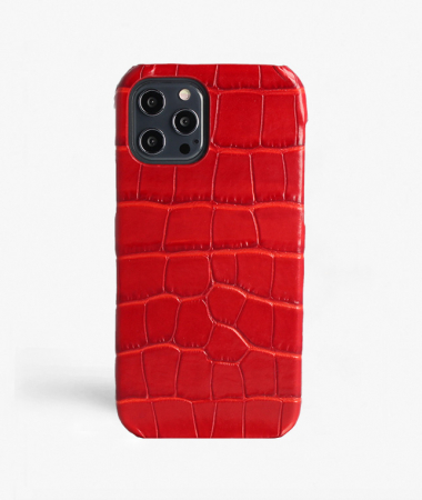 iPhone 13 Pro Max Mobilskal Läder Croco Röd