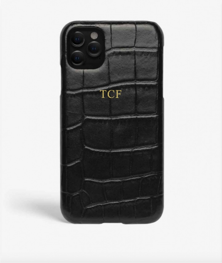 iPhone 11 Pro Leather Case Croco Black Large 