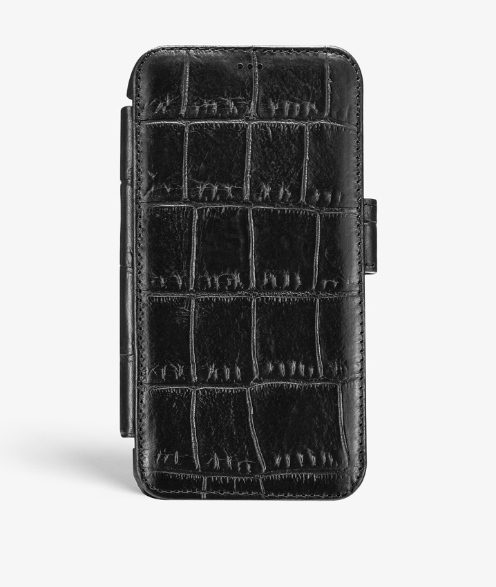 iPhone Xs Max Leather Card Case Croco Black