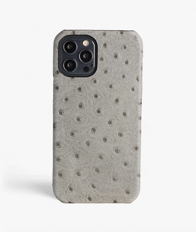 iPhone 12 Pro Max Leather Case Ostrich Grey