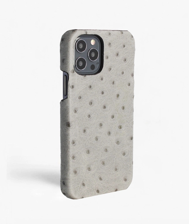 iPhone 12 Pro Max Leather Case Ostrich Grey