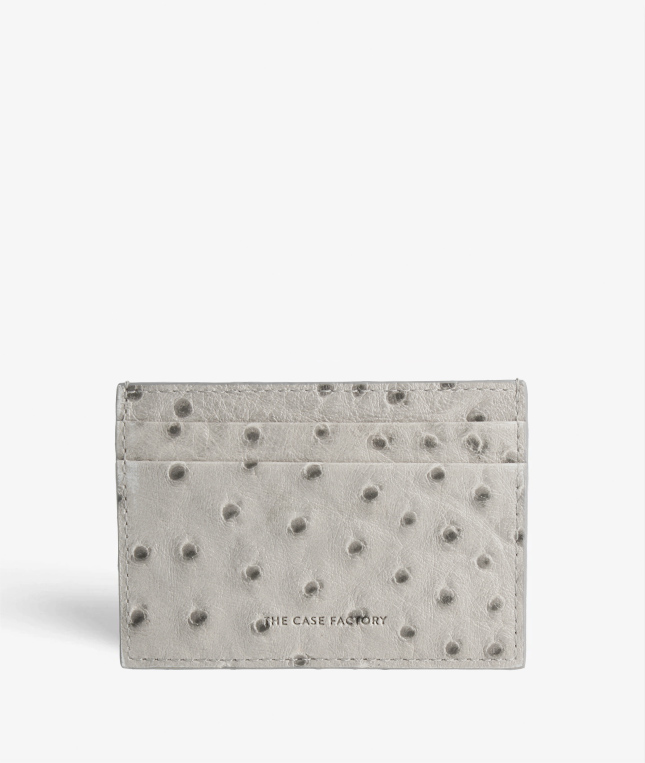 Card Holder Leather Ostrich Grey