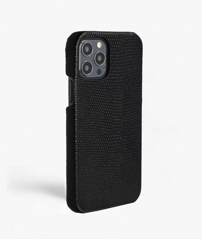 iPhone 13 Pro Leather Case Lizard Black