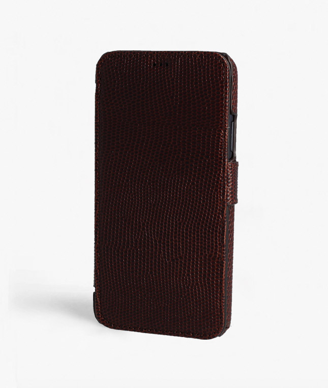 iPhone 11 Pro Max Leather Card Case Lizard Brown