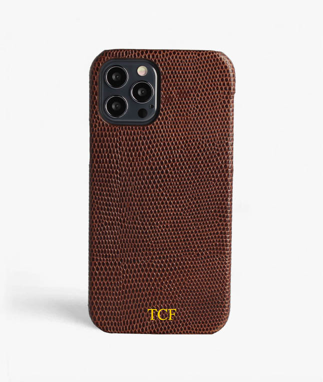 iPhone 12/12 Pro Leather Case Lizard Brown
