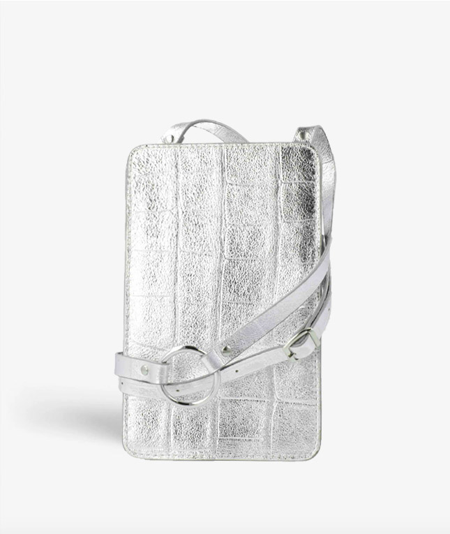 Smart Crossbody Bag Croco Silver