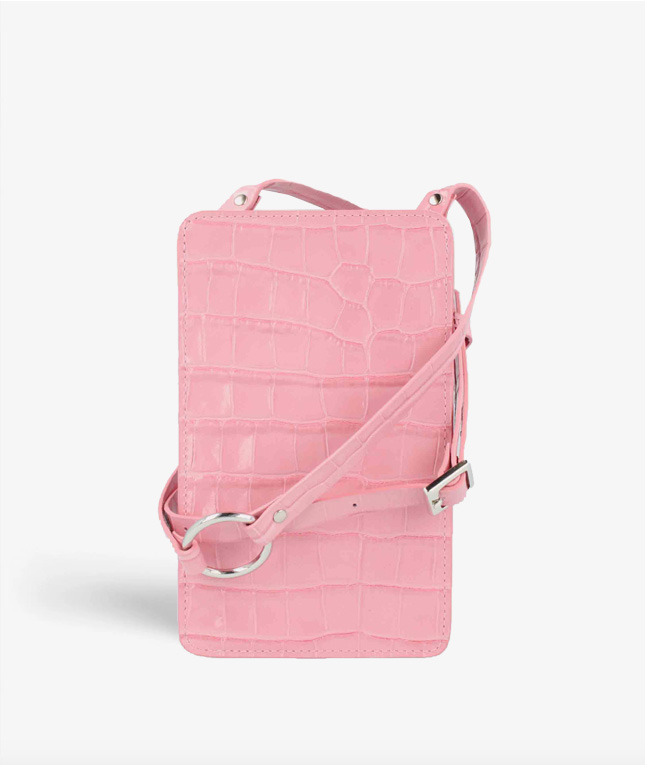 Smart Crossbody Bag Croco Pastel Pink