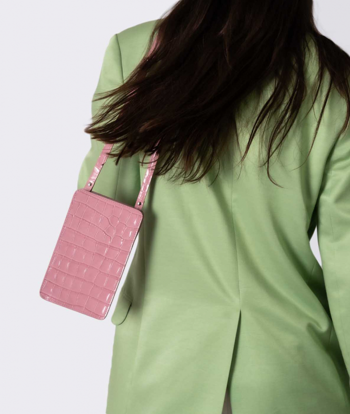 Smart Crossbody Bag Croco Pastel Pink