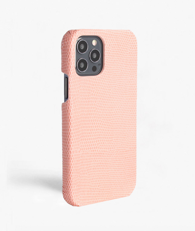 iPhone 12/12 Pro Leather Case Lizard Blush Pink