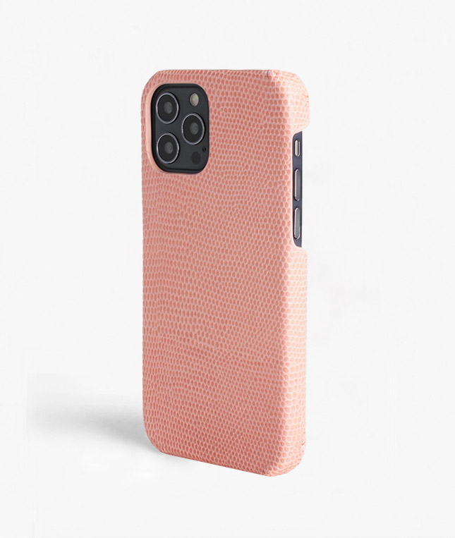 iPhone 12/12 Pro Leather Case Lizard Blush Pink