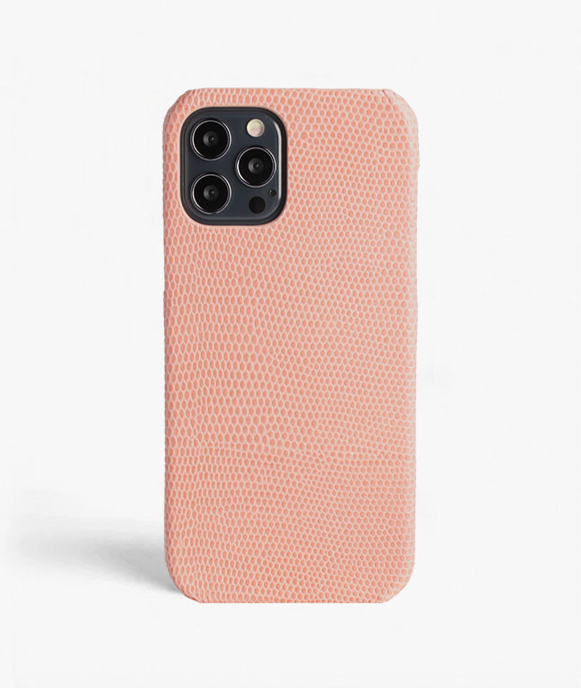 iPhone 13 Pro Leather Case Lizard Blush Pink