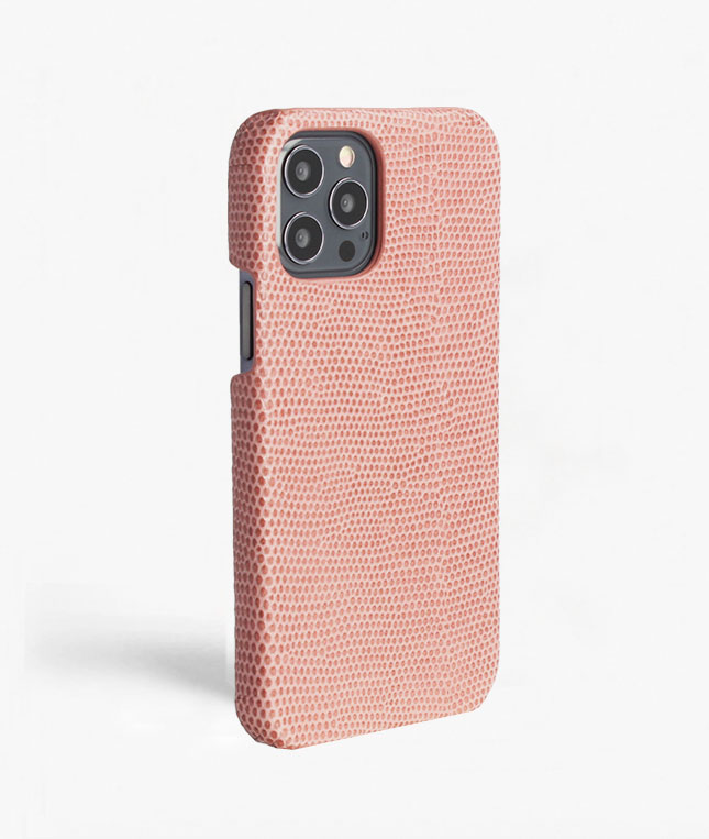 iPhone 13 Pro Leather Case Lizard Dusty Pink