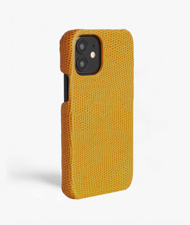 iPhone 12 Mini Leather Case Lizard Dark Yellow