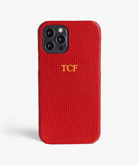  iPhone 12 Pro Max Leather Case Lizard Red