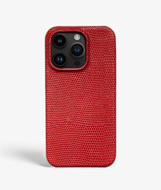 iPhone 14 Pro Leather Case Lizard Red