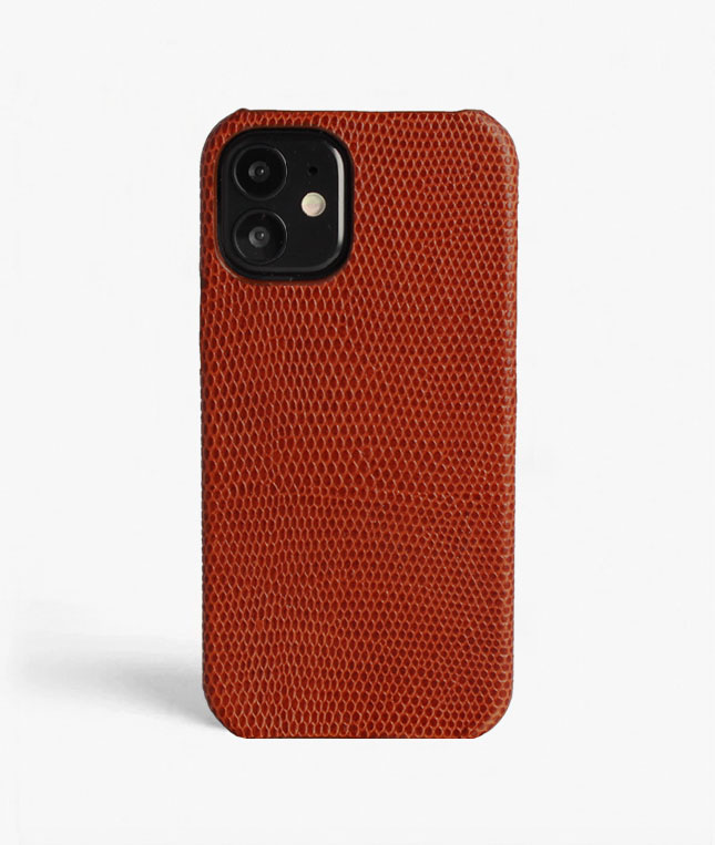 iPhone 12 Mini Leather Case Lizard Rusty Red