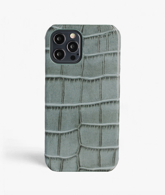 iPhone 12 Pro Max Leather Case Croco Teal 