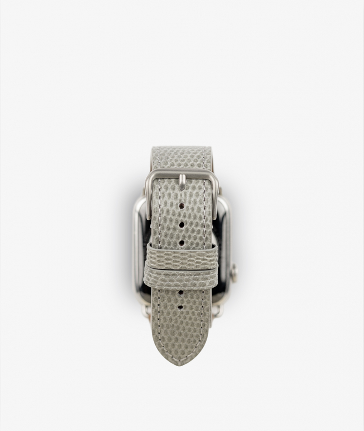 Apple Watch Lder Armband Lizard Gr 38/40/41mm - Shiny Silver