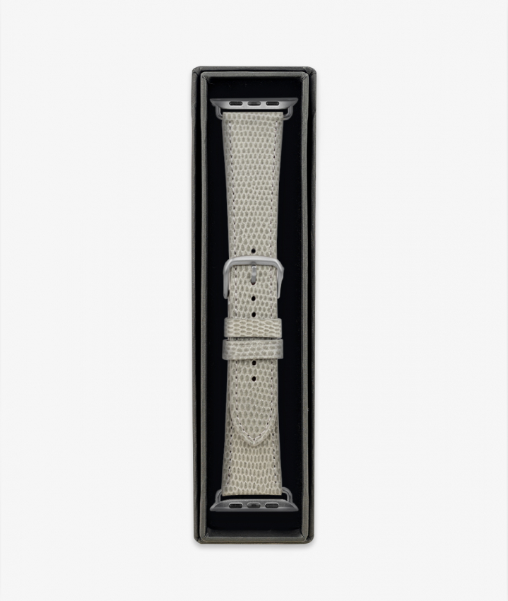 Apple Watch Lder Armband Lizard Gr 42/44/45mm - Matt Silver