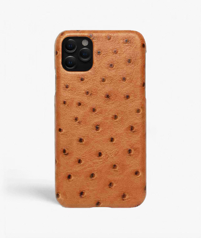 iPhone 11 Pro Leather Case Ostrich Brown