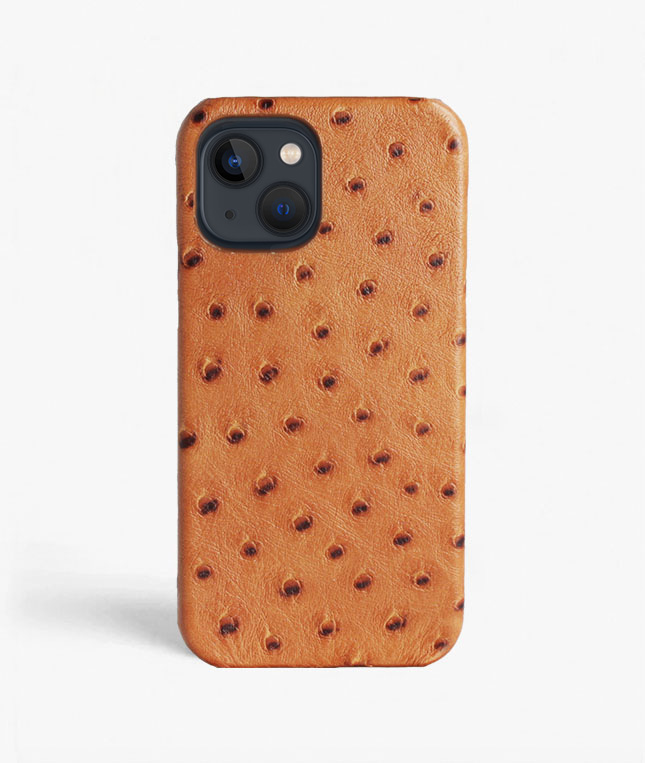iPhone 13 Leather Case Ostrich Brown