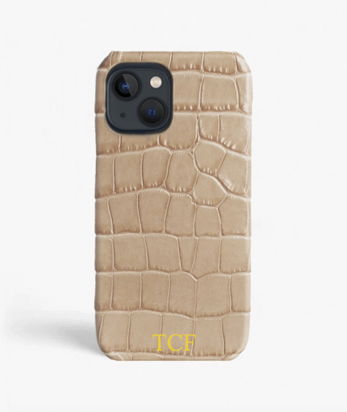 iPhone 13 Leather Case Croco Sand 