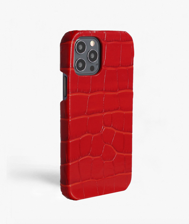  iPhone 12/12 Pro Leather Case Croco Red