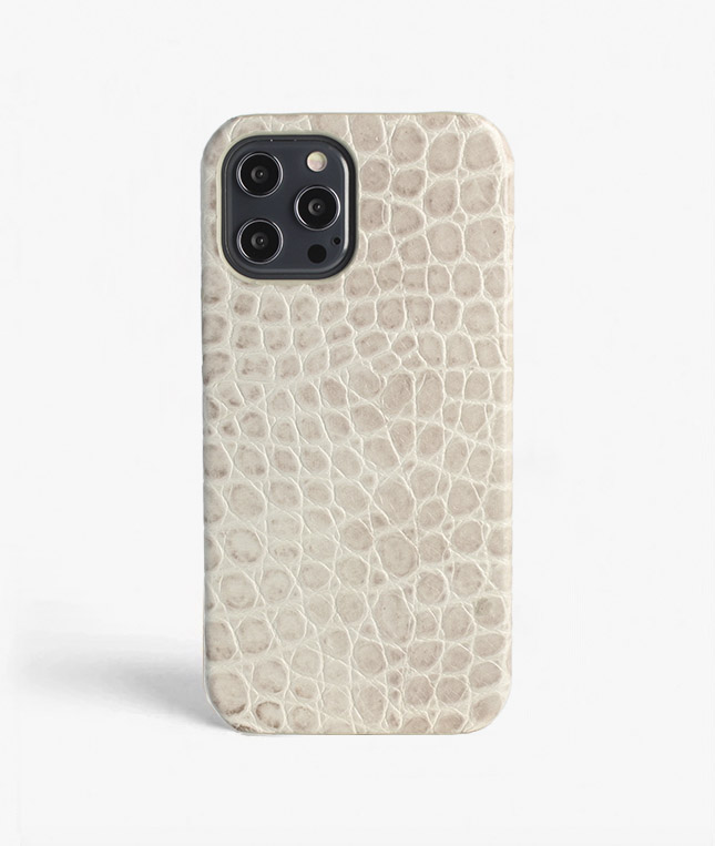 iPhone 13 Pro Leather Case Croco Grey Small 