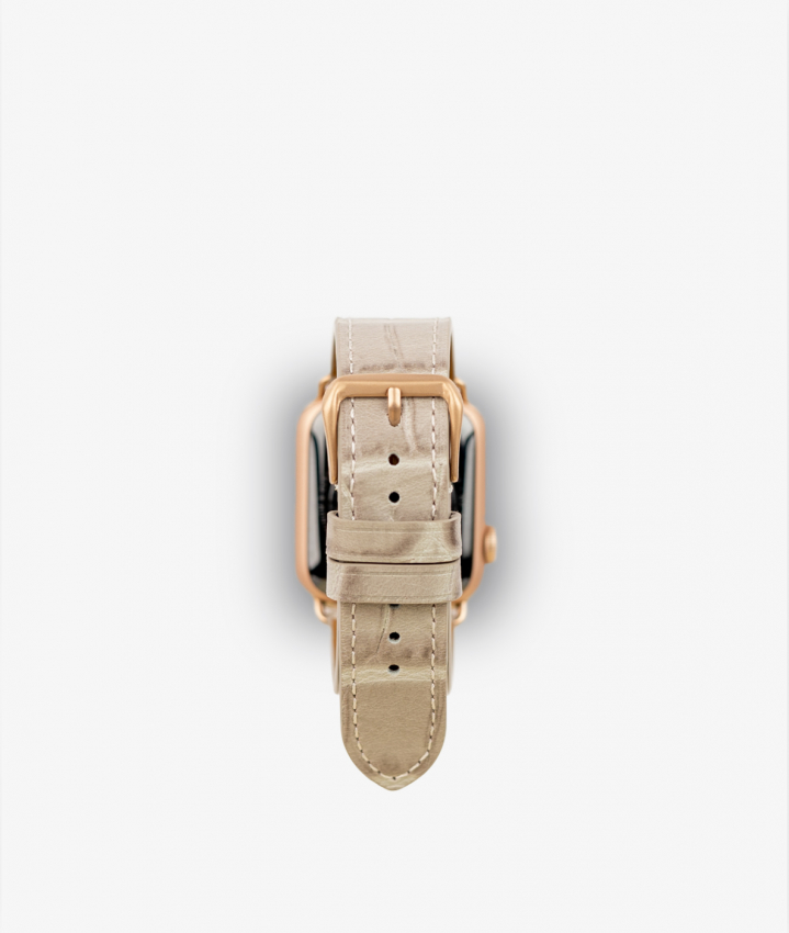 Apple Watch Lder Armband Crocodile Gr 38/40/41mm - Matt Gold
