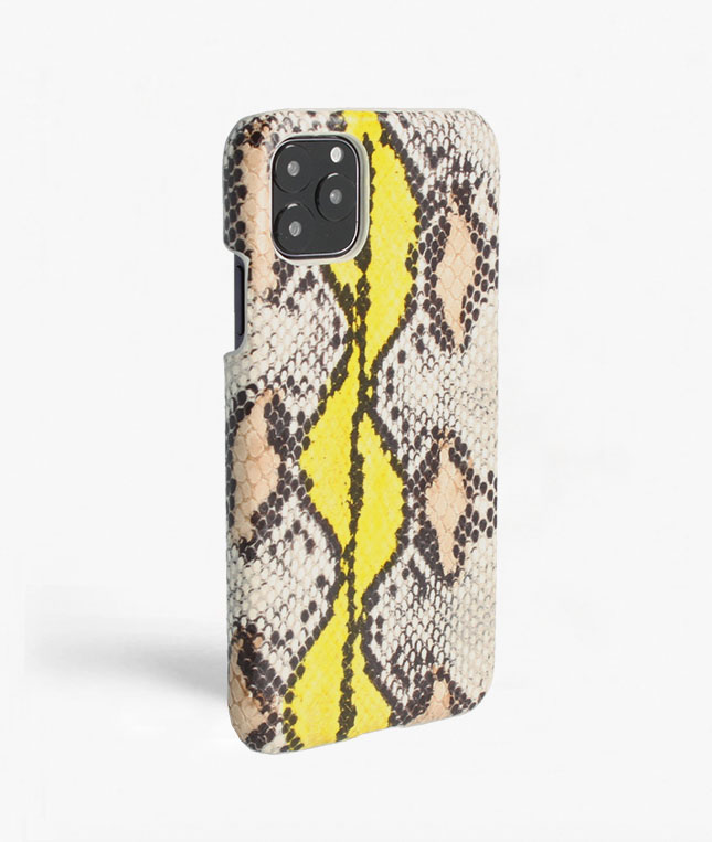 iPhone 11 Pro Max Mobilskal Lder Snake Yellow/Beige