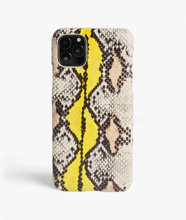 iPhone 11 Pro Max Leather Case Snake Yellow/Beige