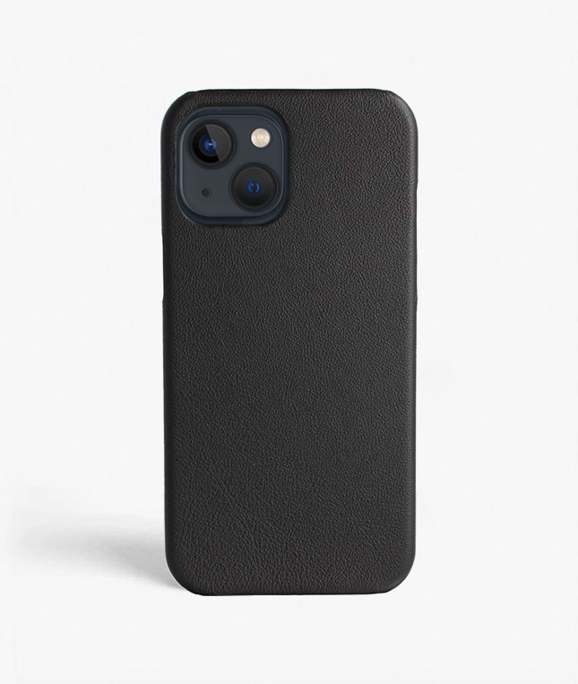 iPhone 13 Mini Leather Case Plain Black 