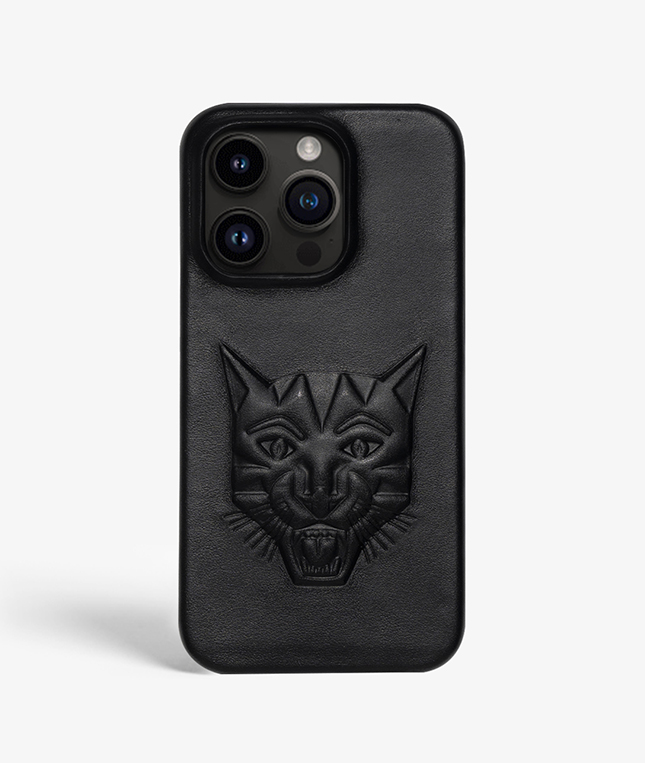 iPhone 14 Pro Leather Case Tiger Black