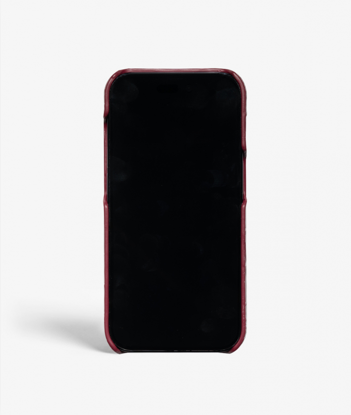 iPhone 14 Pro Leather Case Croco Burgundy