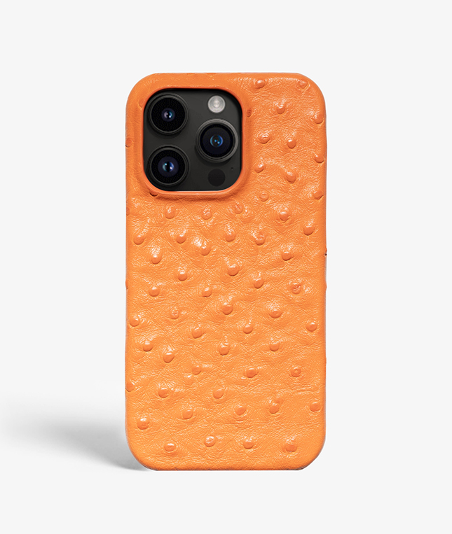 iPhone 14 Pro Mobilskal Lder Ostrich Orange